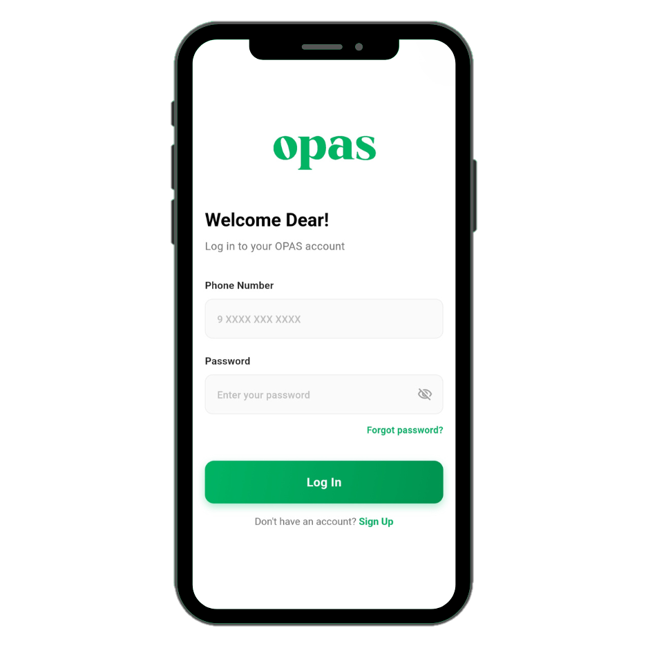 OPAS Login Screenshot